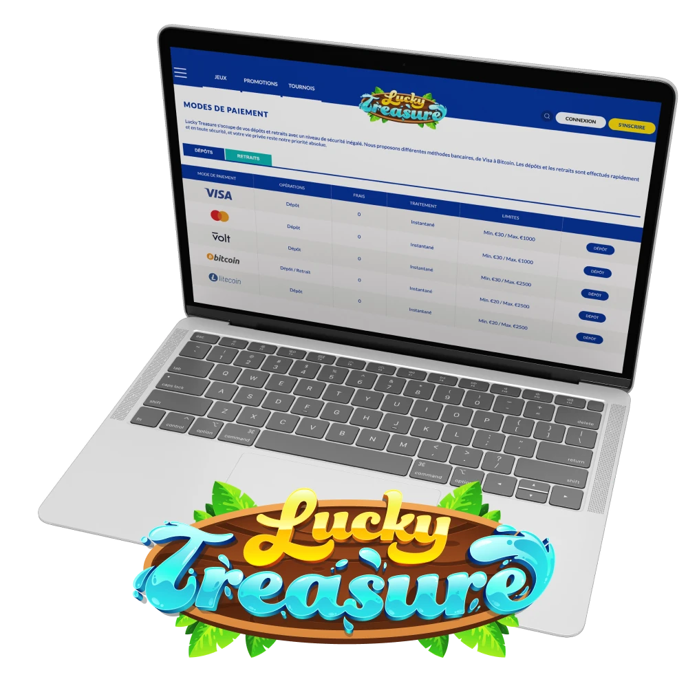 Effectuer des paiements en temps réel sur la plateforme Lucky Treasure.