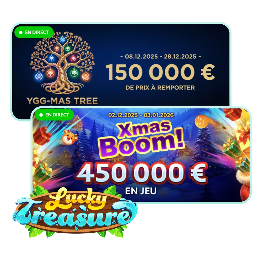 Gagnez des cagnottes énormes lors des tournois de Lucky Treasure.