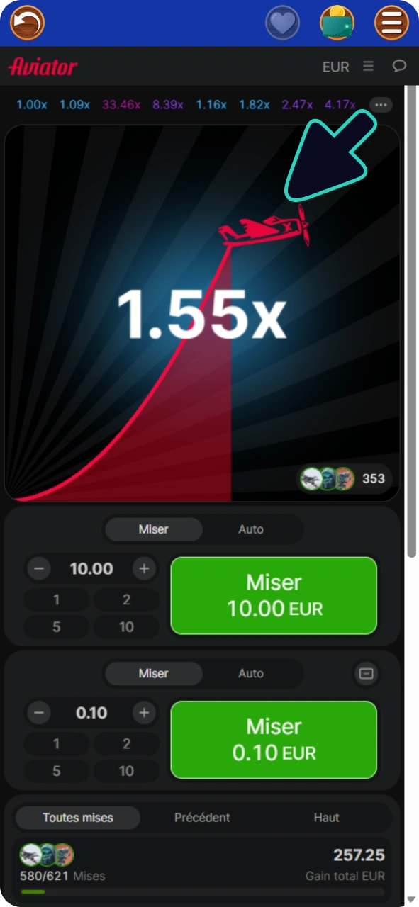 Faites votre mise et gagnez gros dans Lucky Treasure Aviator sur votre appareil iOS.