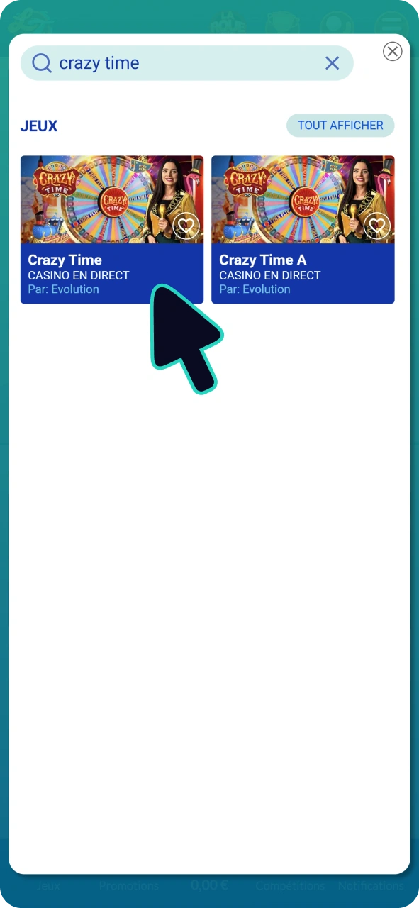 Trouvez Crazy Time sur le casino Lucky Treasure et commencez à jouer depuis votre navigateur iOS.