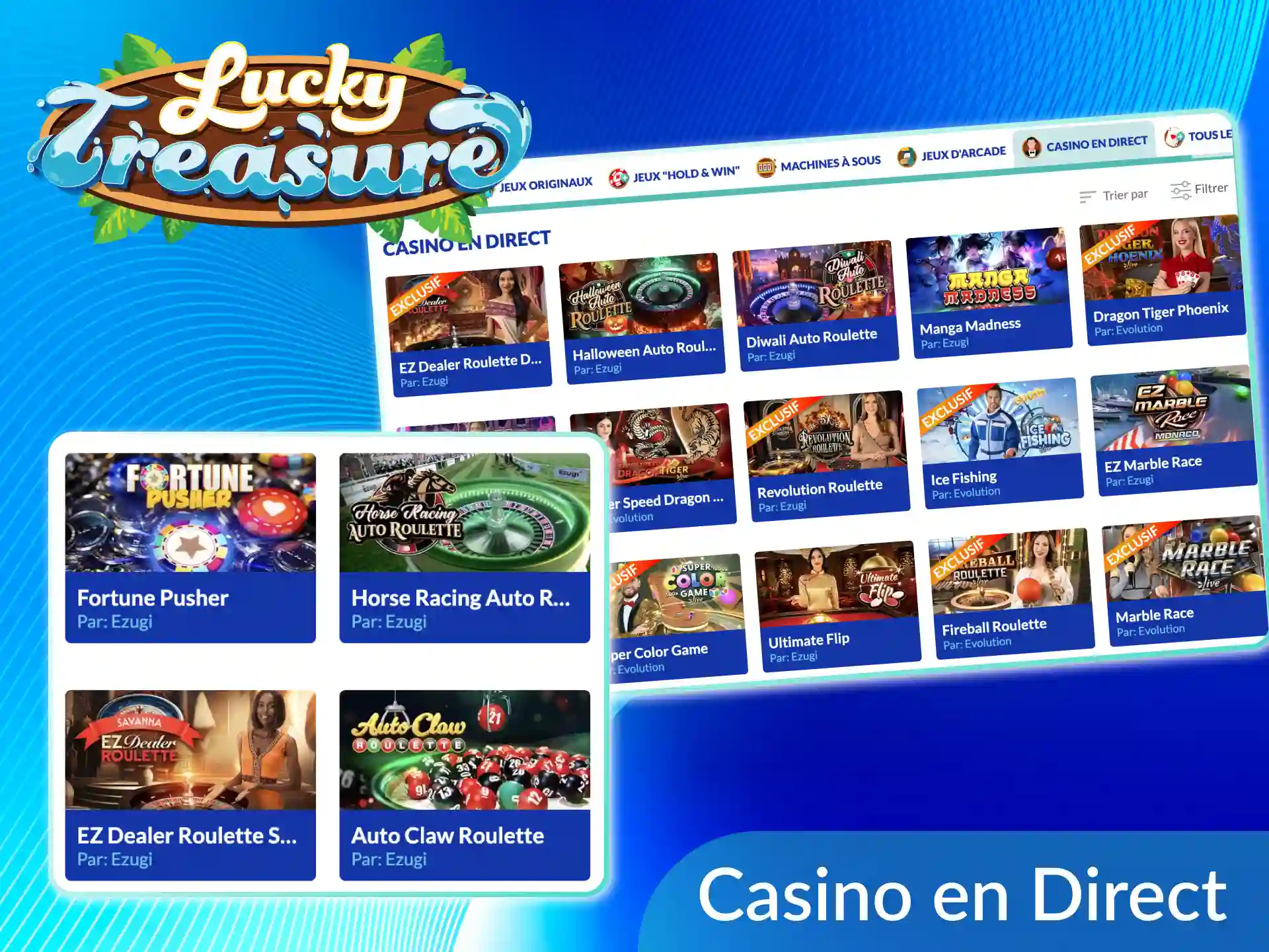 Section Casino en direct Lucky Treasure.