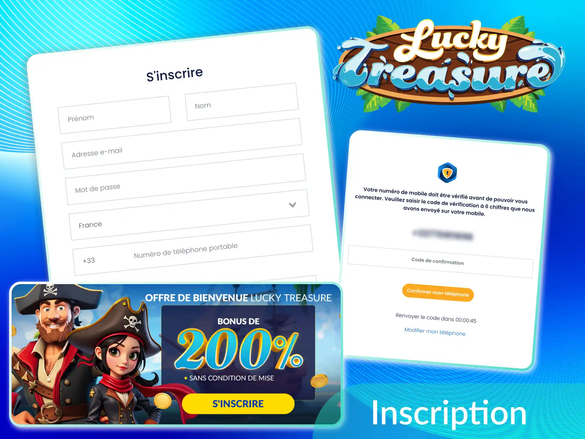 Formulaire d'inscription Lucky Treasure.