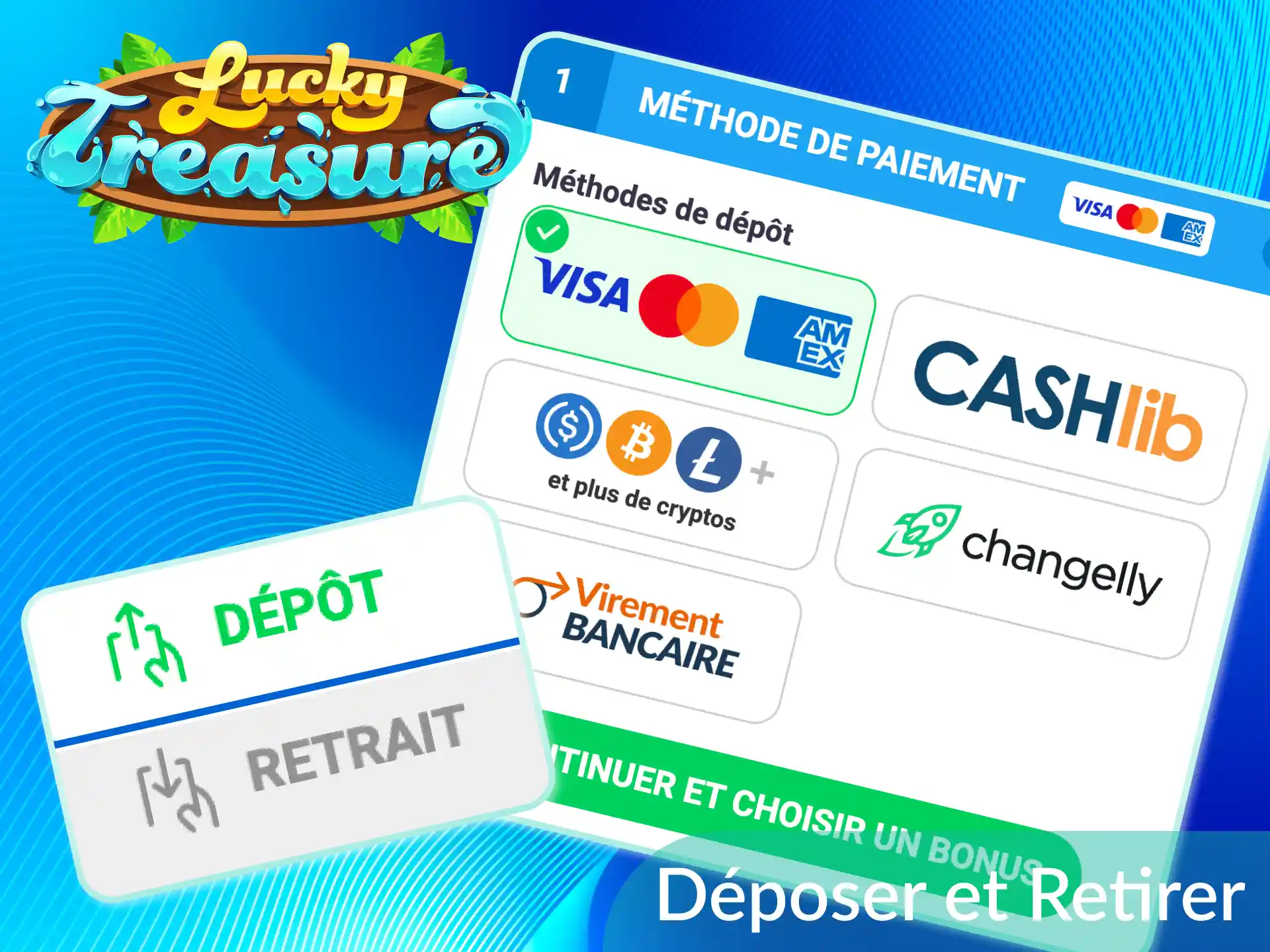 Découvrez comment déposer et retirer de l'argent depuis votre téléphone sur Lucky Treasure.