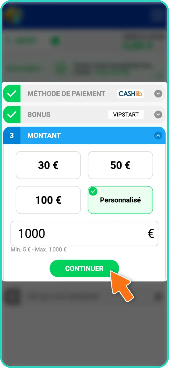 Réalisez votre premier dépôt et bonus sur Lucky Treasure pour augmenter votre capital de jeu.