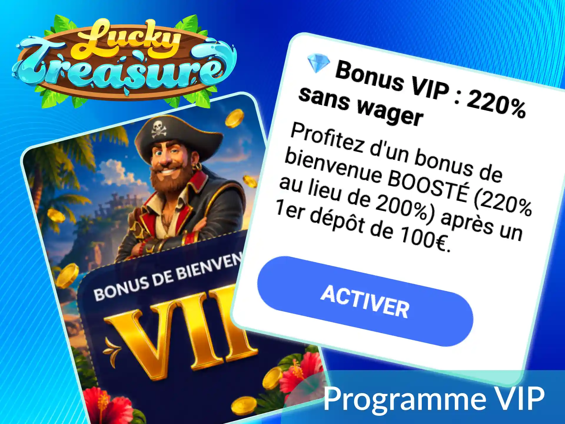 Rejoignez le programme VIP de Lucky Treasure en France pour profiter de récompenses exclusives.