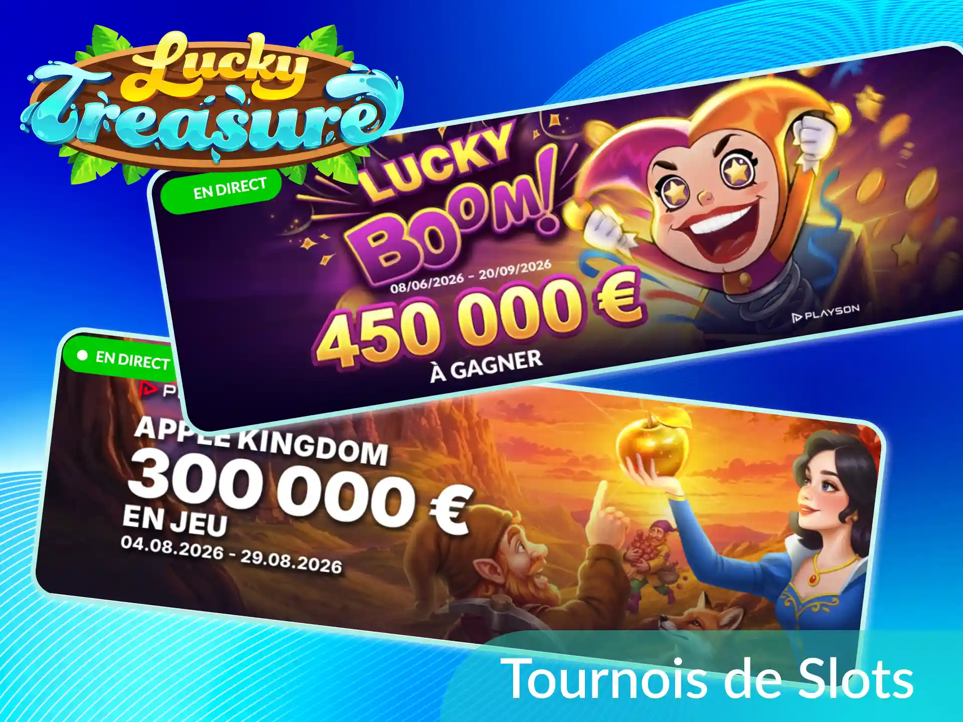Participez aux tournois de slots sur Lucky Treasure et affrontez les autres joueurs.