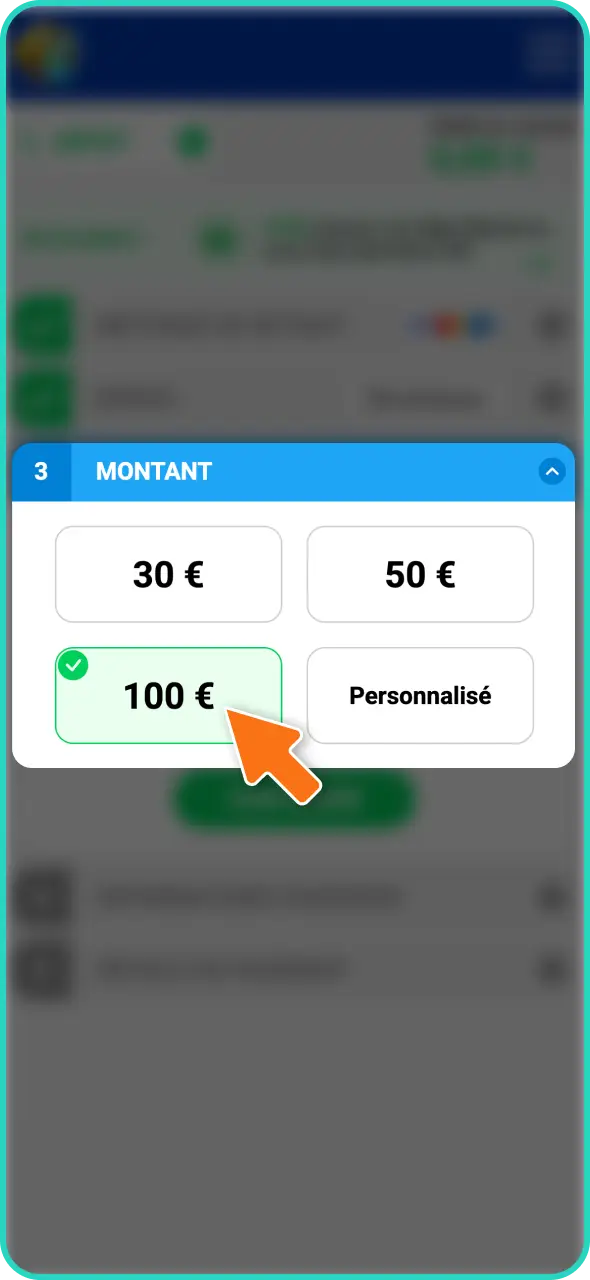 Saisissez le montant que vous souhaitez déposer sur votre compte Lucky Treasure.