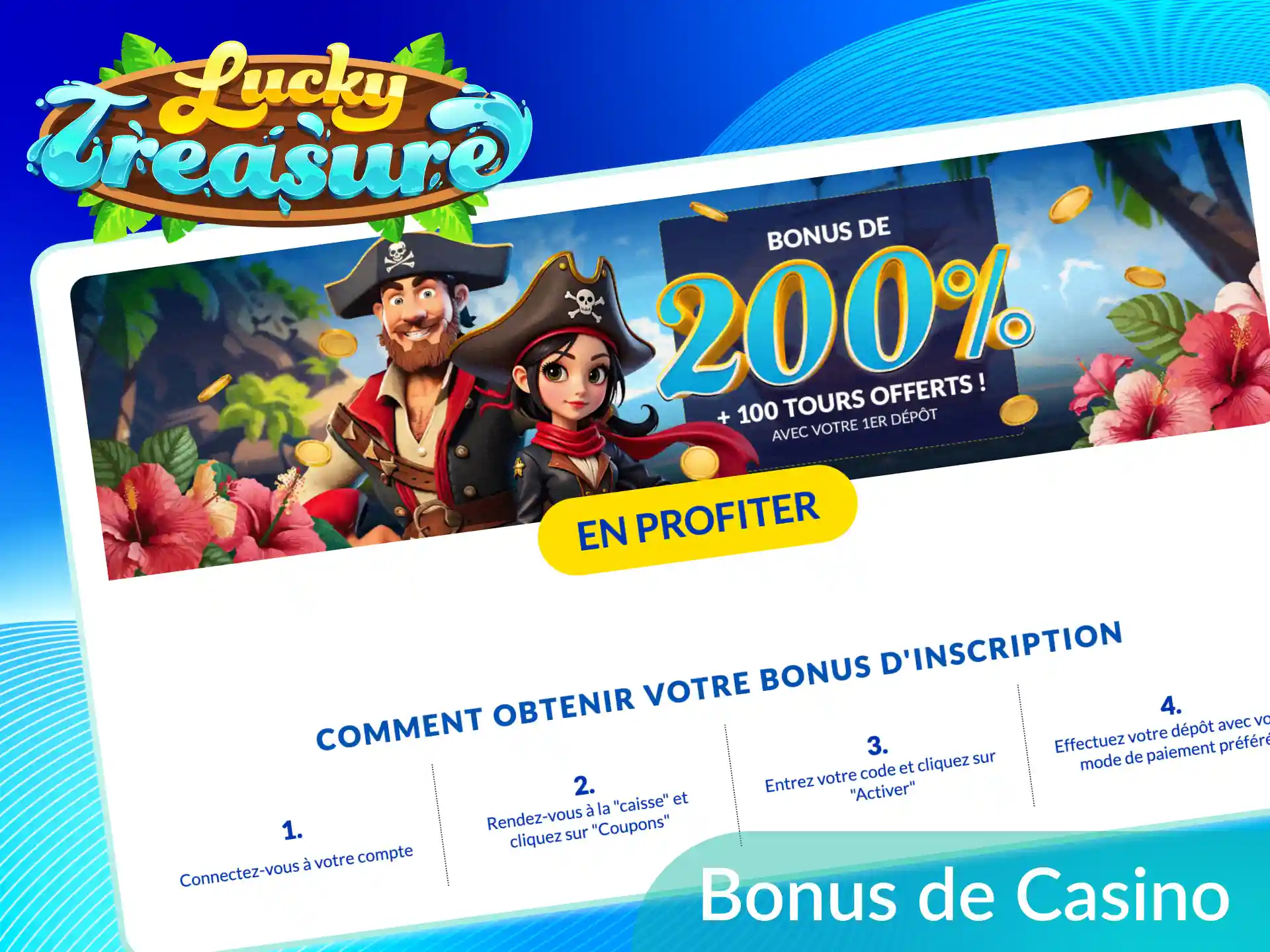 Profitez des meilleurs bonus de casino sur les machines à sous Lucky Treasure en France.